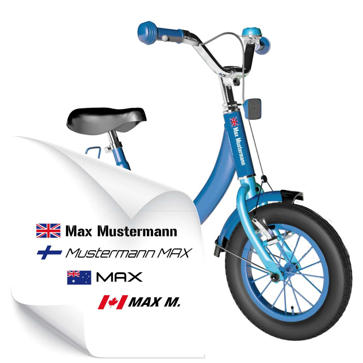 DRUCK Namensaufkleber Kinder Fahrrad von aufkleber.name